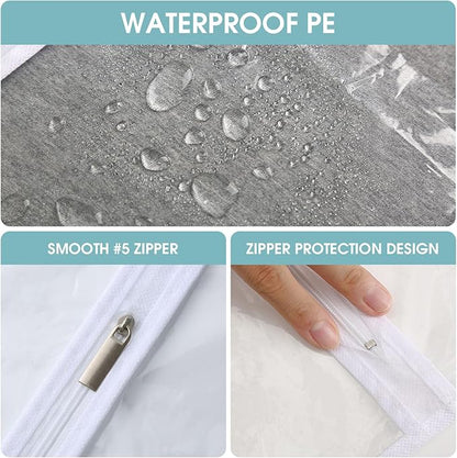 All Clear Garment Bags for Hanging Clothes, 60" Dress Bags for Gowns Long, Plastic Dustproof Dress Garment Bag, Long Dress Bag with Zipper for gown, winter long coats, dance costume（10 Packs）