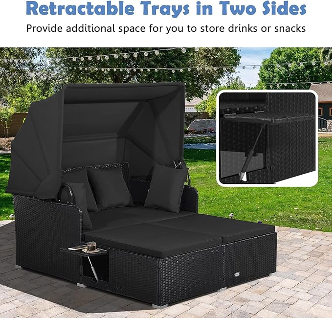 Tangkula Patio Rattan Daybed