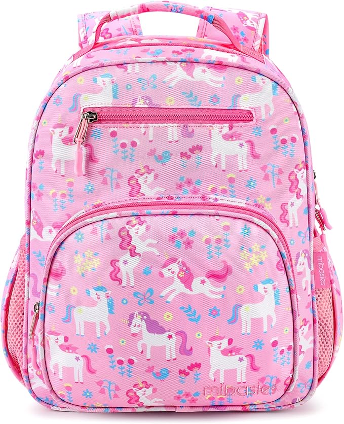mibasies Girls Backpack 5-8: Lightweight Kids Backpacks for Girls - Girl Bookbag for Elementary School - Flower Unicorn
