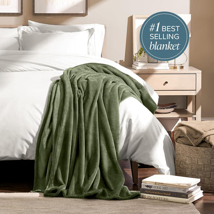 Bare Home Fleece Blanket - King Size - Ultra-Soft Lightweight for Bed, Sofa, and Couch - Luxury Microplush - Cozy Warm Blanket (King, Cypress)