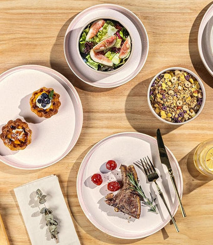 Ceramic Dinnerware Set for 6, 18-Piece Plates and Bowls Set | Lightweight
