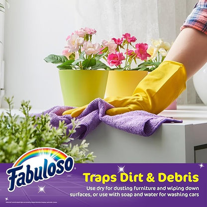 Fabuloso Microfiber Cleaning Cloths, Rainbow - Lint-Free, Scratch-Free Cleaning Cloths for Surfaces and Wood Furniture - Dustless Cloth for Bold and Bright Cleaning Experience, 12 Count