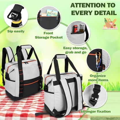 Tirrinia Cooler Backpack Waterproof Insulated for Men & Women,36 Cans Soft Leakproof Cooler Backpack, Portable Cooler for Camping, Beach, Fishing, Picnic, Travel, Outdoor