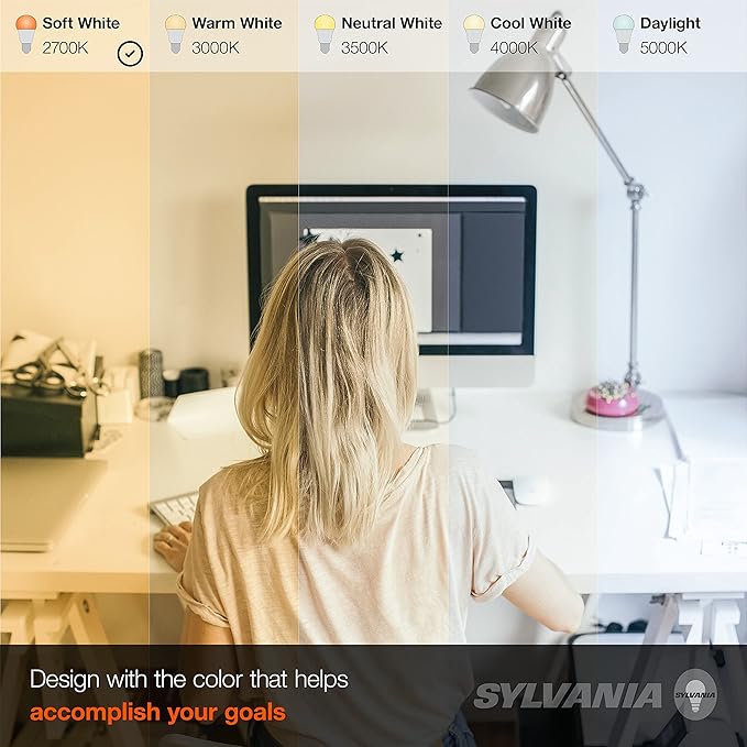 LEDVANCE Sylvania ECO LED A19 Light Bulb, 60W Equivalent Efficient 9W, 7 Year, 750 Lumens, Medium Base, Frosted, 2700K, Soft White - 24 Pack (40986)