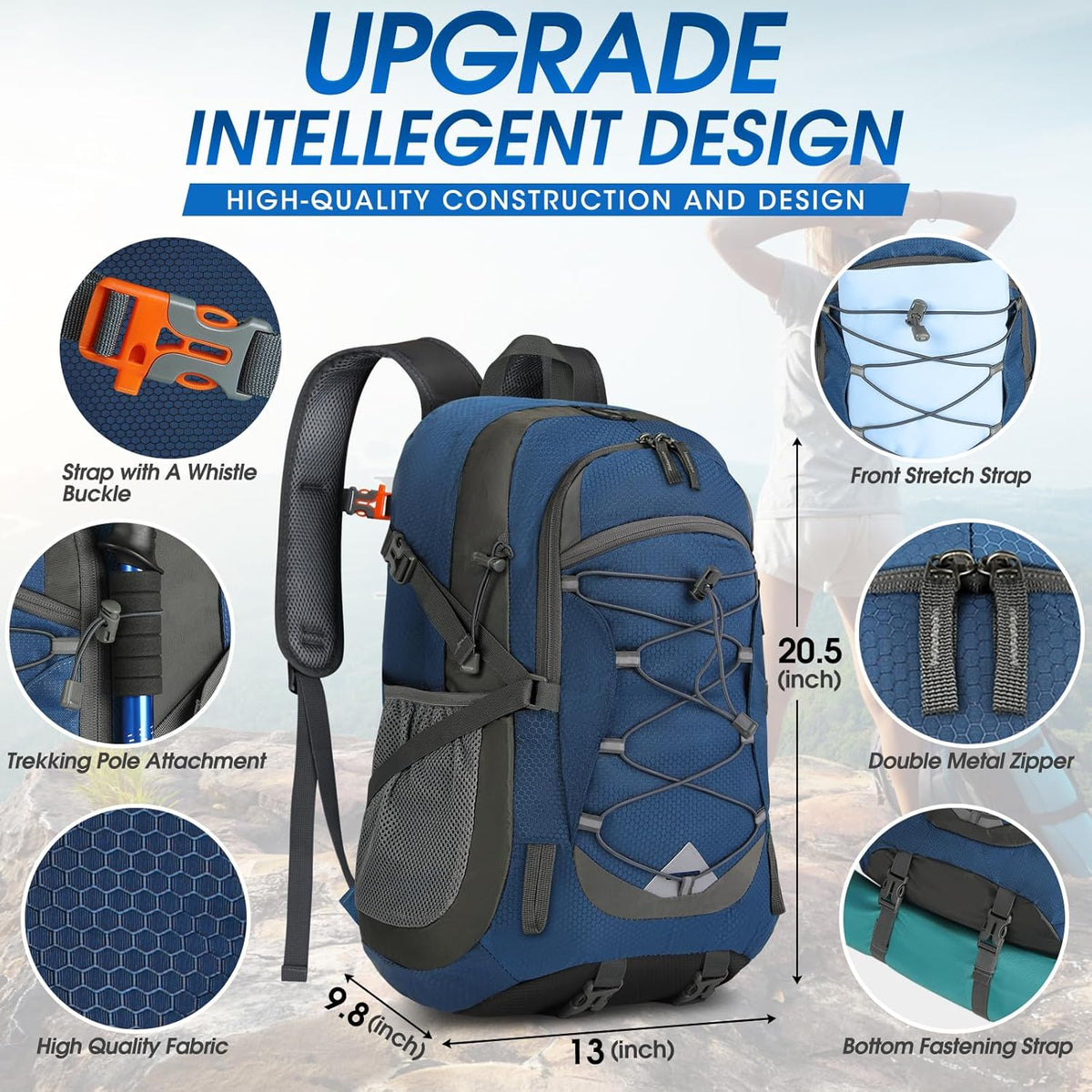 IGOLUMON Hiking Backpack 40L Packable Lightweight Camping Backpack Men Women Waterproof Hiking Daypack Outdoor Travel Daypack