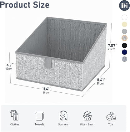 DIMJ Closet Storage Bins 10 Pack - Fabric Trapezoid Closet Organizer Bin, Foldable Storage Baskets for Shelves, Closet Shelf Organizer, Clothing Storage Box for Toys, Books, Towel, Clothes, Gray