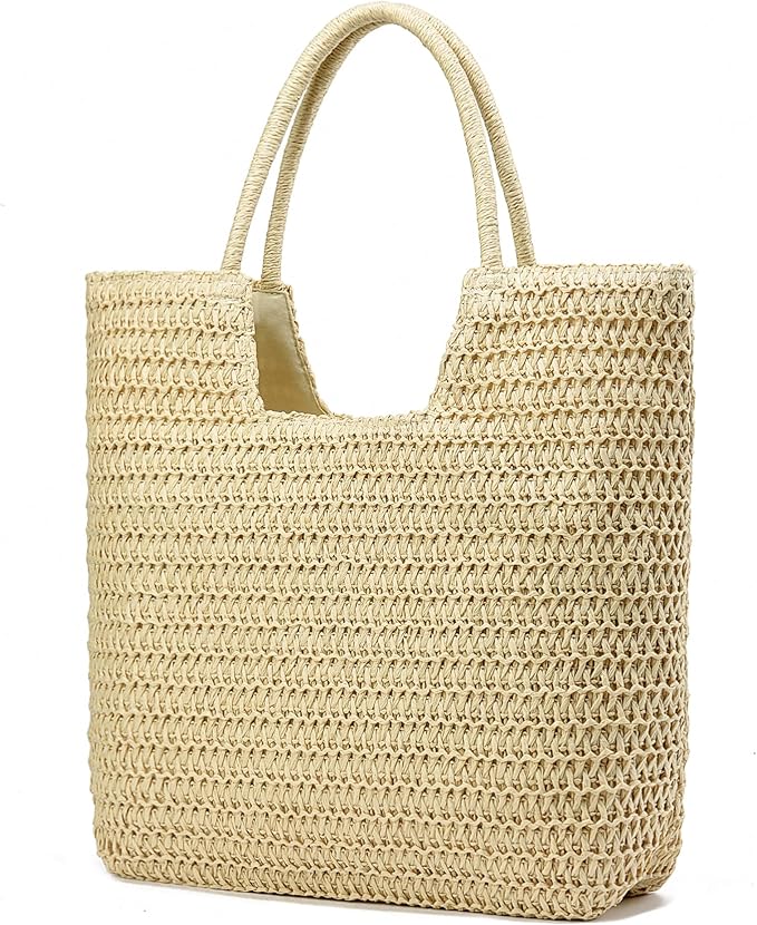 Straw Beach Bags for Women Woven Beach Tote Bag Casual Boho Large Shoulder Handbags Purse for Vacation Holiday