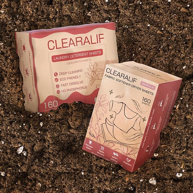 CLEARALIF All in One Laundry Detergent Sheets Kit, Magnolia Scent, 160 Loads Laundry Sheets + 160 Drying Sheets, Laundry Set Great for Travel, Softener Sheets Eco Package Friendly & Hypoallergenic
