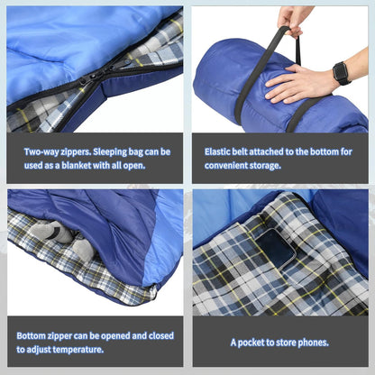 GEERTOP Flannel Sleeping Bag for Adults XXL 4 Season, 0 Degree Sleeping Bag for Winter Cold Weather