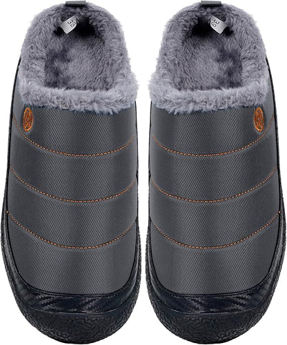 Womens Mens House Slippers Slip on Snow Winter Warm Fully Fur Lined Slippers Indoor Outdoor Shoes