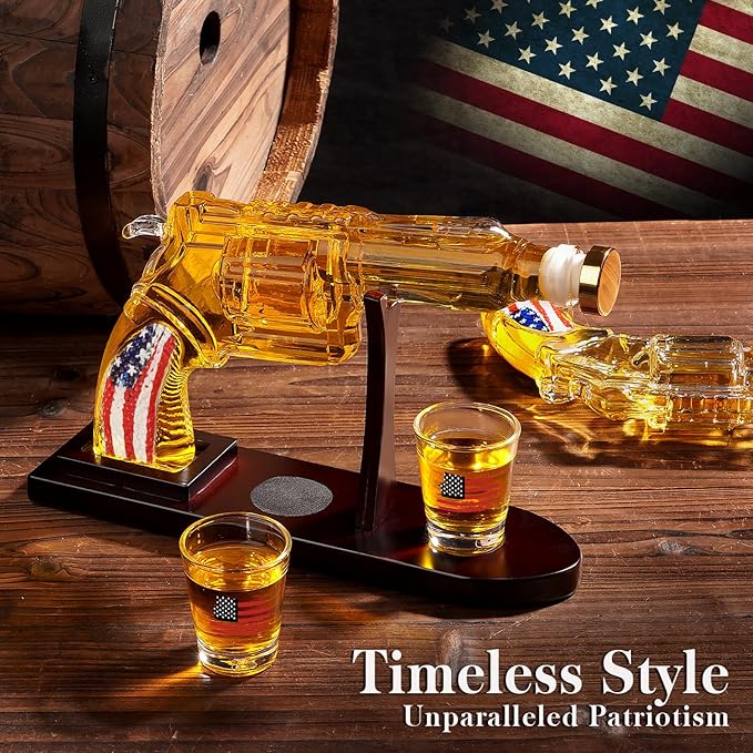 Gifts for Men Dad, Unique Christmas Anniversary Birthday Gift for Him Husband, 9 Oz Whiskey Decanter Set with 2 Oz Shot Glasses, Cool Persinalized Presents liquor dispenser for Home Bar