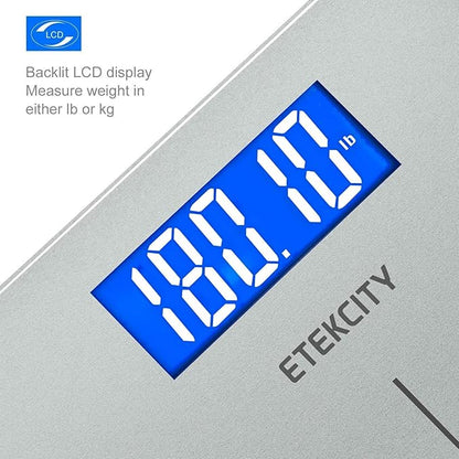 Etekcity Scale for Body Weight, Bathroom Digital Electric Scale for People, Measures Weight up to 400 lbs, Silver