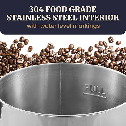 Elite Gourmet CCM040 Stainless Steel 40 Cup Coffee Urn Removable Filter For Easy Cleanup, Two Way Dispenser with Cool-Touch Handles Electric Coffee Maker Urn, Stainless Steel