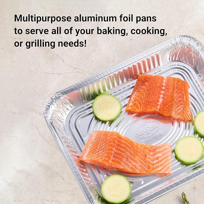 Aluminum Pans Half Size, 9X13, Extra Heavy Duty Disposable Foil Pans For Baking (20 Pack) Roasting & Chafing, Deep Tin Foil Bakeware, Steam Table Tray, Cookware, Food Prepping, Cake & Oven Pan
