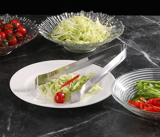 New Star Foodservice 42276 Restaurant-Grade Pom Tong, Stainless Steel, 9 inch, Set of 6, Silver