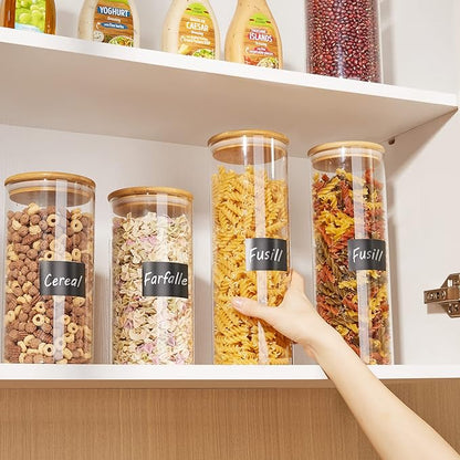 Vtopmart 70oz Glass Food Storage Jars, 3 Pack Large Kitchen Containers with Airtight Bamboo Lids for Pasta, Nuts, Flour, Canisters Set for Cereal, Pantry Organization, BPA Free