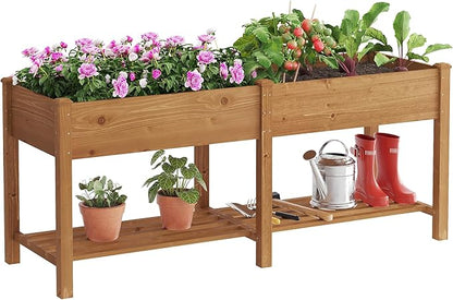 FILWH Raised Garden Bed with Legs Elevated Wooden Planter Box Stand Large