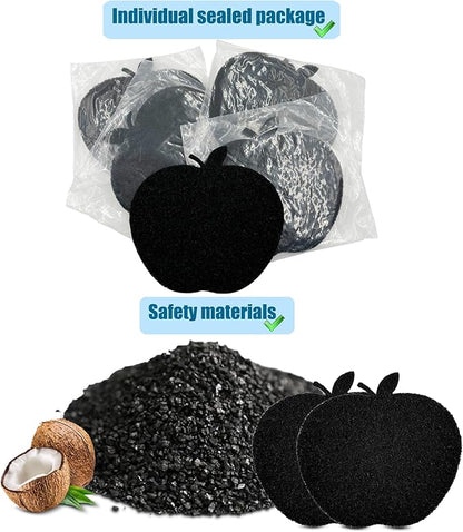12-Pack Universal Trash Can Odor Absorbing Filters, Activated Charcoal Deodorizer for Trash Cans, Compost Buckets, Countertop and Recycle Bins (Apple)