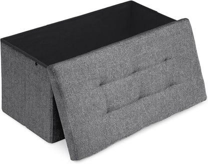 Athena Collection 30" Storage Ottoman Bench Folding Bench with 90L Hidden Storage, Large End of Bed Bench Linen Foot Rest Stool Chest with Flipping Lid for Living Room, Bedroom, Entryway, Dark Gray