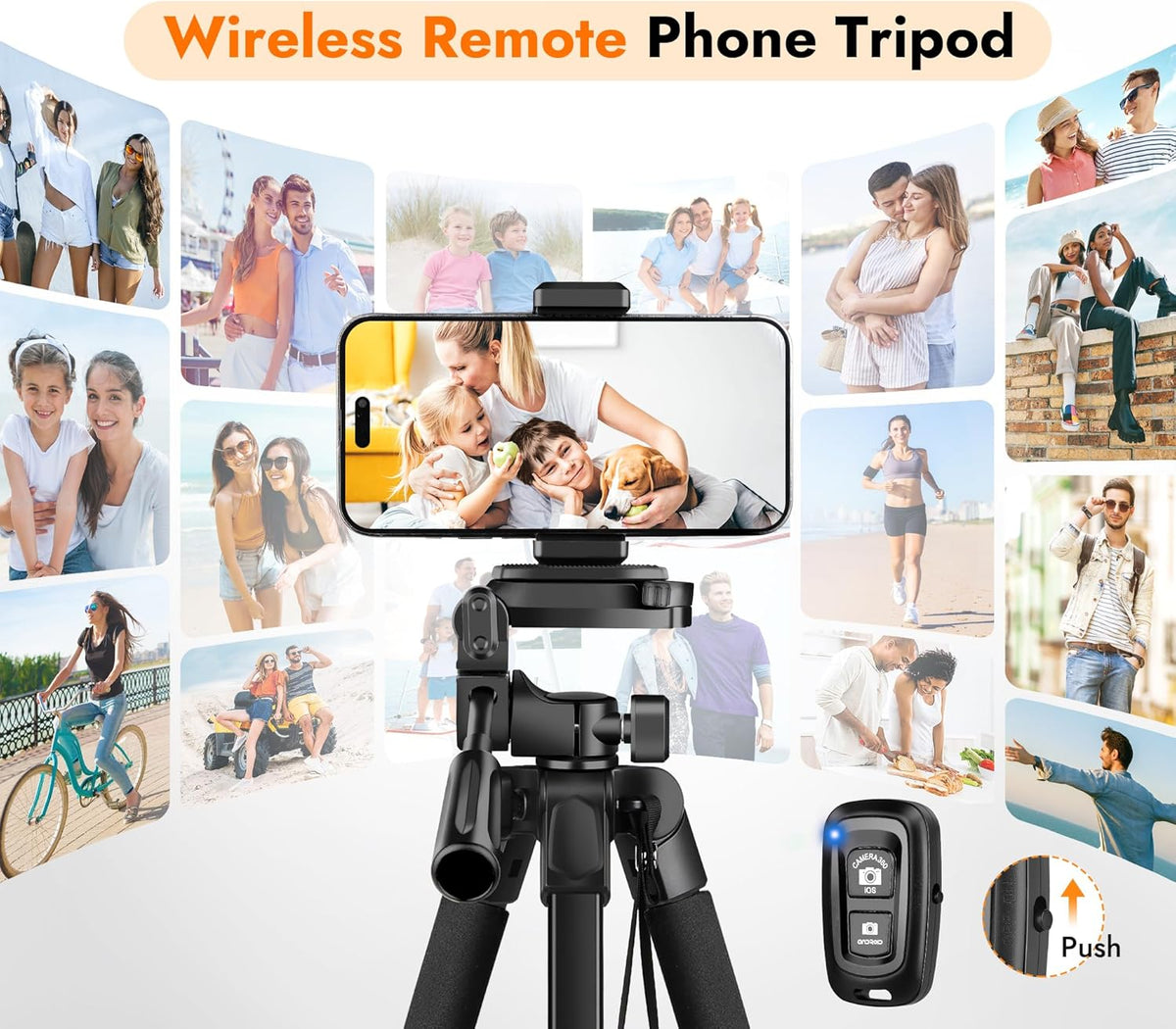 JOILCAN Phone Tripod Stand - 67" Aluminum Extendable Tripod with Remote, Portable Tripods for iPhone Photos Selfie & Video, Compatible with iPhone DSLR Camera Projector