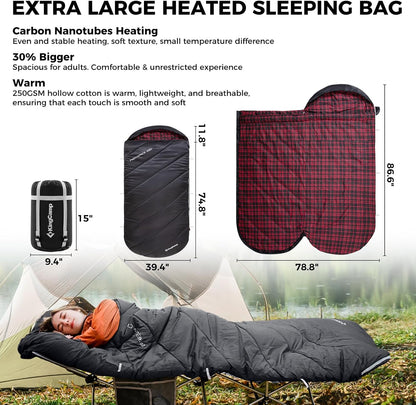 KingCamp Sleeping Bag for Adults, Cold Weather & Warm Extra Wide Big & Tall XL Portable Waterproof Flannel Sleeping Bags, Essentials Gear Accessories for Camping Backpacking Hiking Indoor & Outdoor