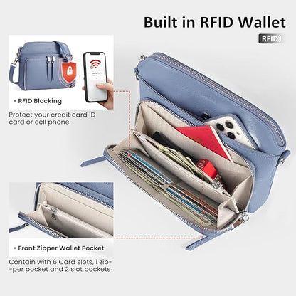 befen Genuine Leather Crossbody Purses for Women, Women's Small Crossbody Shoulder Bag with Built in RFID Wallet