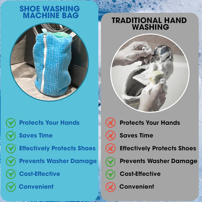 Shoe Washing Machine Bag - 2Pcs Reusable Shoe Laundry Bag for Washing Machine & Dryer Shoe Washing Bag for Sneakers, Tennis Shoes & Stain Removal (Blue)