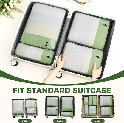 BAGAIL 6 Set/4 Set Lightweight Compression Packing Cubes for Travel, Anti-Tearing Expandable Organizer Bags for Suitcase