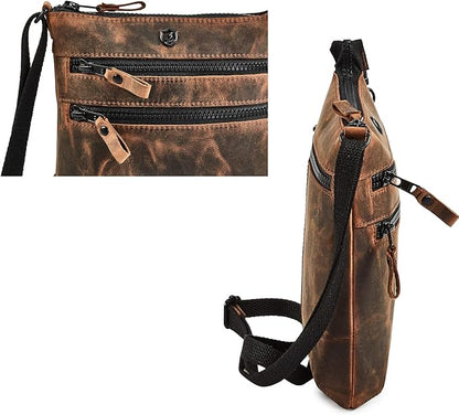 Crossbody Sling Bag for Women Small Real Leather Purse Vintage Travel Crossover Shoulder Bag Handmade