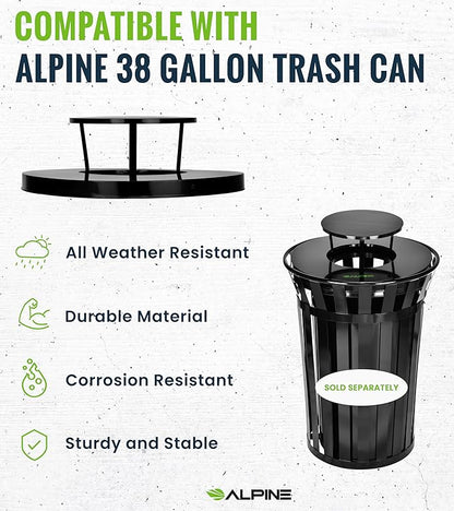 Trash can Lid for Alpine Commercial Outdoor Trash Can - Weather Resistant Round Metal Trash Can Rain Bonnet Lid