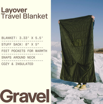 Gravel Layover Blanket – Compact, Warm Down Alternative with Travel Pouch (Spruce)