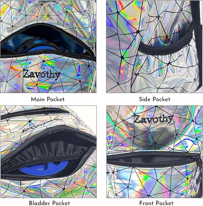 Reflective Hydration Backpack, Hydration Pack - Water Backpack with 2L/3L Hydration Bladder, Essential for Festivals - Rave Hydration Pack for Hiking, Running, Cycling, and Festivals