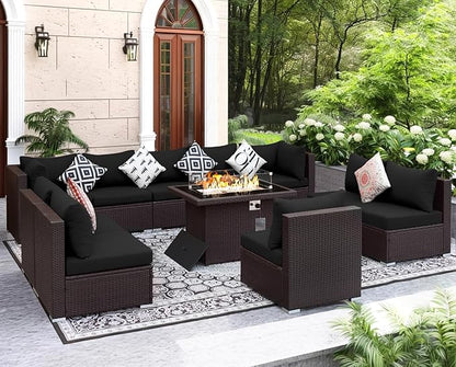 NICESOUL 11 Piece L-Shaped Outdoor Patio Furniture Set