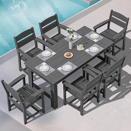 SERWALL Outdoor Dining Table Set, 67‘’ HDPE Patio Dining Set