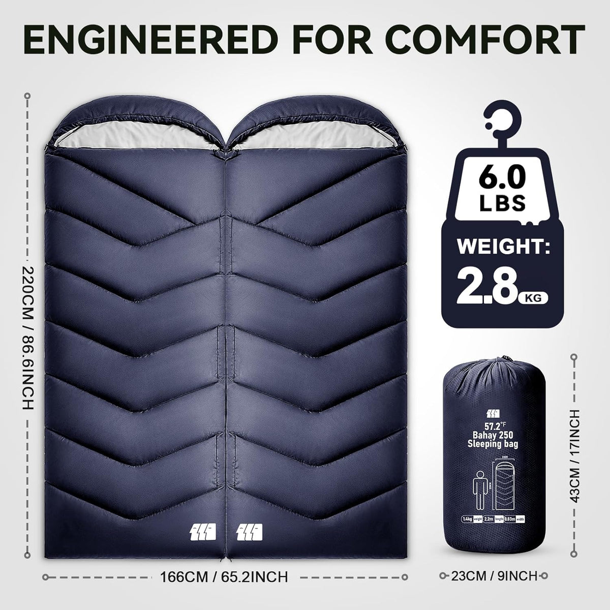 Sleeping Bags for Adults Cold Weather,Portable, Waterproof,Lightweight Camping Sleeping Bag for Tall Girls Boys with Compression Sack for Warm Camping, Hiking, Outdoor & Indoor