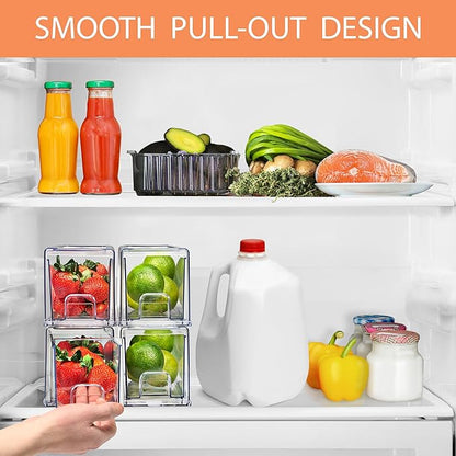 Sorbus Small Clear Storage Drawers (4 Pack) – Acrylic Stackable Storage Bins with Pull-Out Drawers for Fridge, Kitchen, Pantry – Organizer Bins with Handles