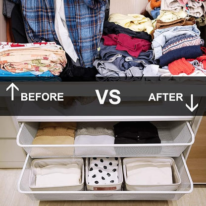 HNZIGE Fabric Storage Baskets for Shelves(3 Pack) Large Collapsible Storage Baskets for Organizing, Decorative Baskets Bins Set with Handles for Closet, Clothes, Toy(White&Gray,15" x 11" x 9.5")