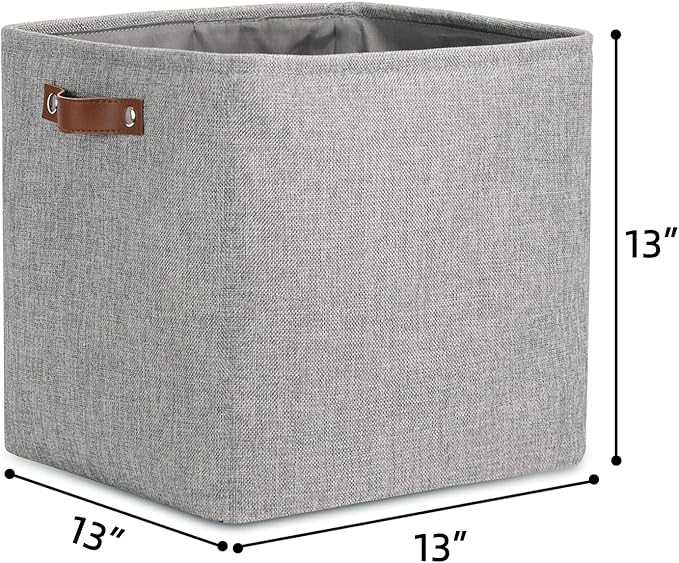 DULLEMELO Cube Basket for Storage and Organization, Collapsible Fabric Cube for Closet, Laundry, Nursery and Shelves - Decorative Empty Basket for Gifts (Gray)