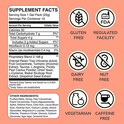 DAYGUARD — Doctor-Formulated Jelly to Feel Better After Drinking & Support Your Liver | Pre Alcohol Aid & Pre Drinking Prevention | DHM, L-Cysteine, Turmeric, Korean Pear | Peach Flavor | 22g × 10
