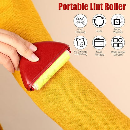 Good Life Lint Roller, Reusable Mini Lint Roller Pet Hair Remover, Portable Lint Roller, Washable Lint Roller, Portable Lint Remover for Clothes, Furniture, Dog & Cat Hair (4 Set)