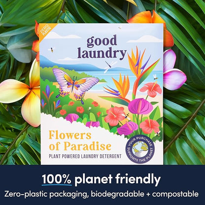 Good Laundry Flowers of Paradise Detergent Sheets, & Dryer Sheet Bundle - No Plastic Jugs, Eco-Friendly, Zero Harsh Chemicals, Hypoallergenic - Based in the USA