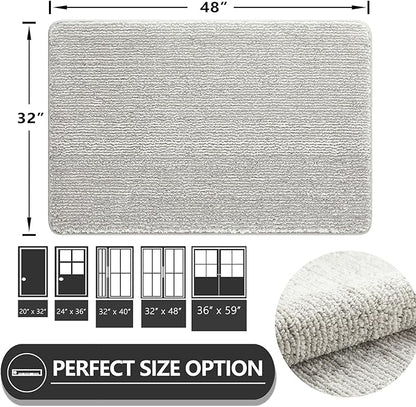 REFETONE Indoor Doormat, Front Door Mat 32"x48" Absorbent Rubber Backing Non Slip Back Door Mats, Washable Low-Profile Inside Floor Mat Door Rugs for Entryway, Resist Dirt Mud Mat for Dogs, Grey