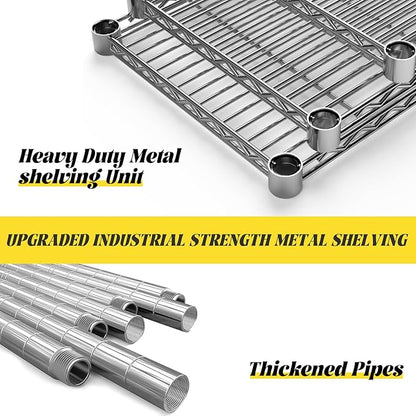 Storage Shelves, 48" L x 20" W x 72" H Heavy Duty Garage Wire Shelving Unit Loads 2000LBS, 5-Tier Adjustable Metal Industrial Utility Shelf Rack for Kitchen, Laundry Room, Basement
