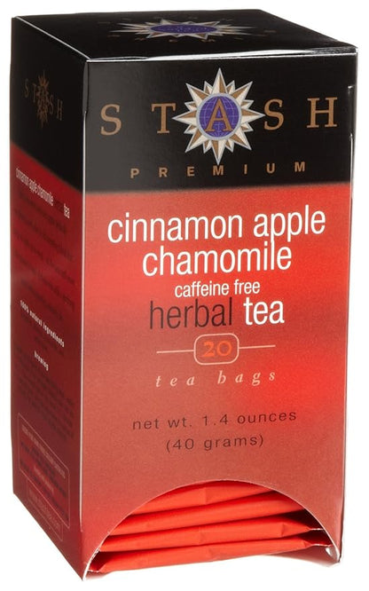 Stash Tea Cinnamon Apple Chamomile Herbal Tea - Naturally Caffeine Free, Non-GMO Project Verified Premium Tea with No Artificial Ingredients, 20 Count (Pack of 6) - 120 Bags Total