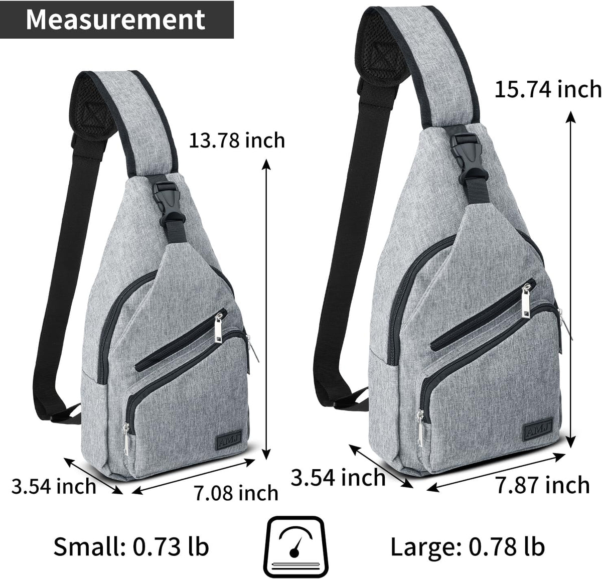 AMJ Crossbody Sling Bag Men Women, Casual Shoulder Backpack, Chest Daypack Satchel for Hiking Travel