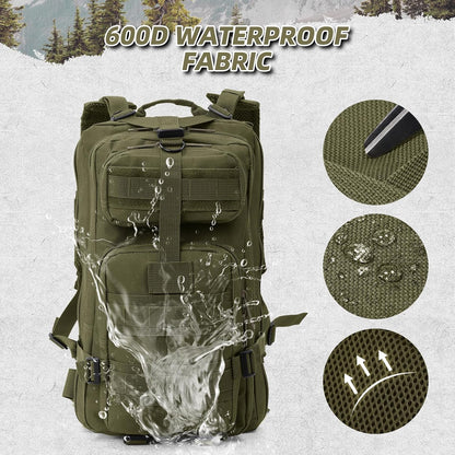 Small Military Tactical Backpack, 30L Tactical Assault Bag for Men, Army Assault Rucksack GYM Hiking Backpack Bug Out Bag Amy Green