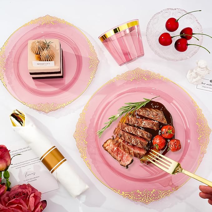 Bestluck 700PCS Burgundy Disposable Dinnerware