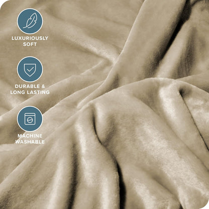 Bare Home Fleece Blanket - Giant Size - Ultra-Soft Lightweight for Bed, Sofa, and Couch - Luxury Microplush - Cozy Warm Blanket (Giant, Oyster)
