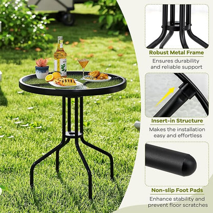 Tangkula 27.5 Inch Round Outdoor Dining Table
