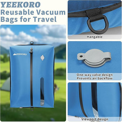 Vacuum Bag for Travel, Professional IPX8 Waterproof Reusable Vacuum Compression Bags for Travel Suitcases, Durable Space Saver Bag(1 Large,No Pump)